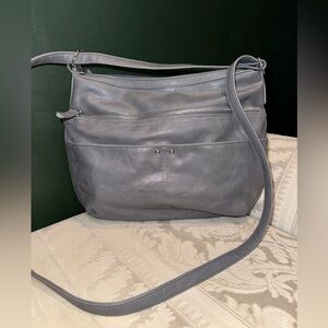 Gray Vegan Leather Crossbody Bag - Unbranded